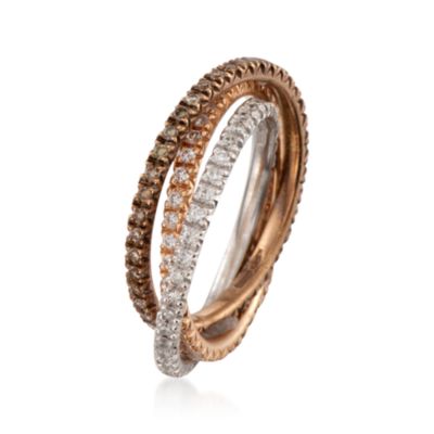 1.00 ct. t.w. White and Brown Diamond Rolling Ring in 18kt Tricolored Gold &mdash; Alt Image 3