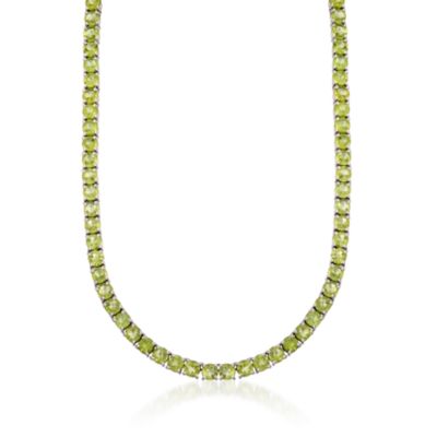 42.60 ct. t.w. Peridot Tennis Necklace in Sterling Silver. 16" &mdash; Alt Image 1