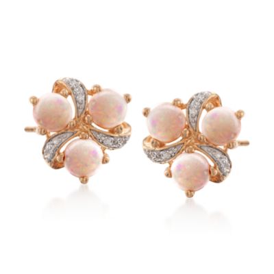 Opal Earrings With Diamonds in 18kt Over Sterling &mdash; Alt Image 1
