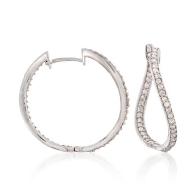 .75 ct. t.w. Diamond In-And-Out Twist Hoop Earrings in Sterling Silver &mdash; Alt Image 1