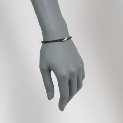 Charriol "Celtic Noir" .10 ct. t.w. Diamond Section Cable Bangle Bracelet in Stainless and 18kt Gold. 7" &mdash; Alt Image 2