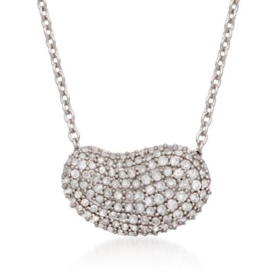 .50 ct. t.w. Diamond Bean Necklace in Sterling Silver. 18" &mdash; Alt Image 1