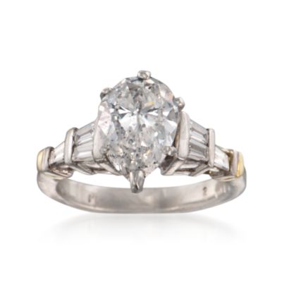 C. 1980 Vintage 2.44 ct. t.w. Diamond Ring in Platinum. Size 4.75 &mdash; Alt Image 1