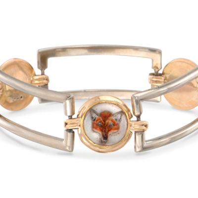 C. 1940 Vintage J.E. Caldwell Hunting Scene Crystal Bracelet in 14kt and 18kt Gold. 7" &mdash; Alt Image 3