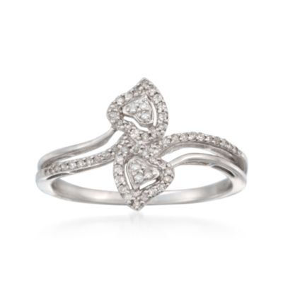 .19 ct. t.w. Diamond Hearts Bypass Ring in 14kt White Gold &mdash; Alt Image 1