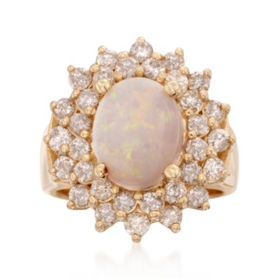 Opal and 1.50 ct. t.w. Diamond Ring in 14kt Yellow Gold &mdash; Alt Image 1