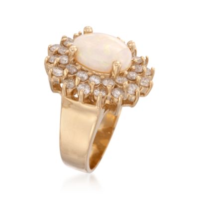 Opal and 1.50 ct. t.w. Diamond Ring in 14kt Yellow Gold &mdash; Alt Image 3
