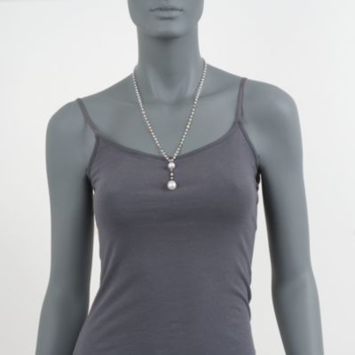 C. 1950 Vintage J.E. Caldwell and Co. South Sea Pearl and 1.80 ct. t.w. Diamond Drop Necklace in 18kt White Gold. 22" &mdash; Alt Image 2