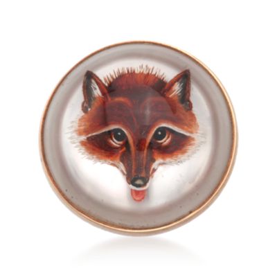 C. 1940 Vintage J.E. Caldwell Crystal Fox Pin in 14kt Yellow Gold &mdash; Alt Image 1
