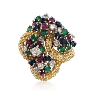 C. 1980 Vintage 3.65 ct. t.w. Multi-Gem Cocktail Ring in 18kt White Gold. Size 7 &mdash; Alt Image 1