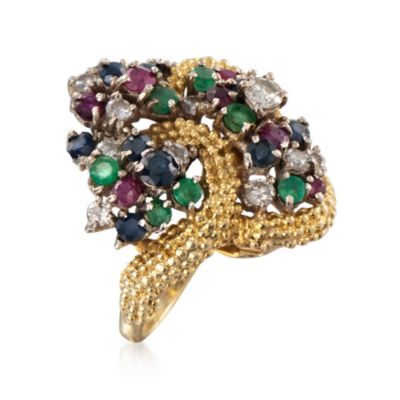 C. 1980 Vintage 3.65 ct. t.w. Multi-Gem Cocktail Ring in 18kt White Gold. Size 7 &mdash; Alt Image 3