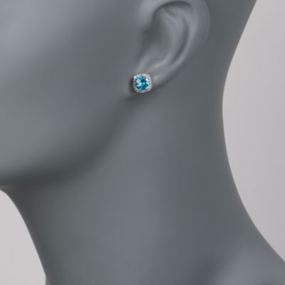 2.40 ct. t.w. Blue Topaz and .15 ct. t.w. Diamond Stud Earrings in 14kt White Gold  &mdash; Alt Image 2