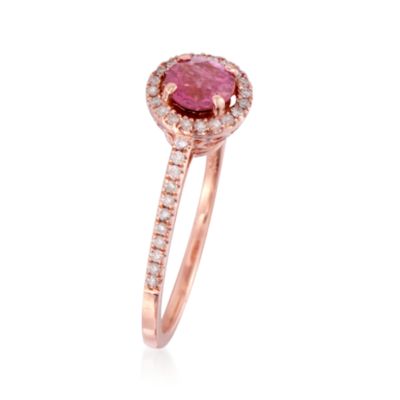 .45 Carat Pink Tourmaline and .15 ct. t.w. Diamond Ring in 14kt Rose Gold &mdash; Alt Image 3