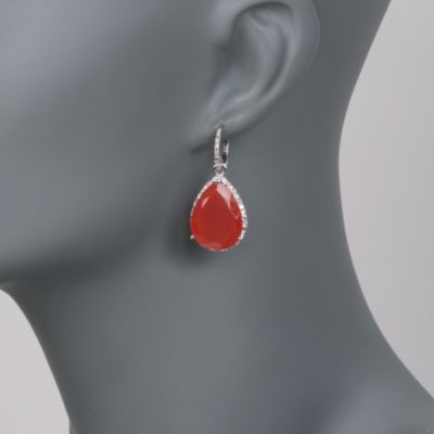 Carnelian and .17 ct. t.w. Diamond Drop Earrings in Sterling Silver &mdash; Alt Image 2