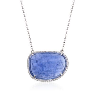 Tanzanite Slice Necklace With .22 ct. t.w. Diamonds in 14kt White Gold &mdash; Alt Image 1