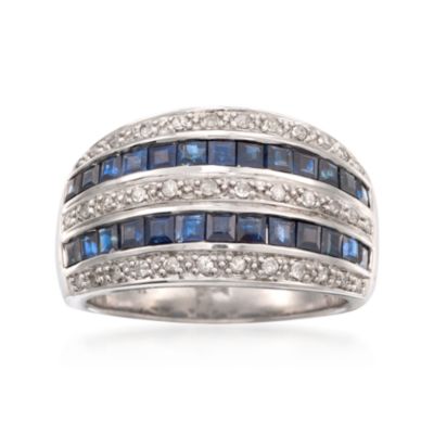 1.70 ct. t.w. Sapphire and .23 ct. t.w. Diamond 5-Row Ring in Sterling Silver &mdash; Alt Image 1