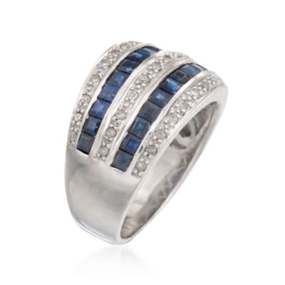 1.70 ct. t.w. Sapphire and .23 ct. t.w. Diamond 5-Row Ring in Sterling Silver &mdash; Alt Image 3