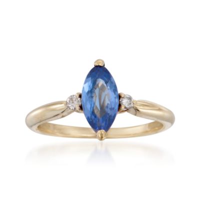 C. 1990 Vintage 1.28 Carat Tanzanite Ring With Diamonds in 14kt Yellow Gold. Size 7 &mdash; Alt Image 1