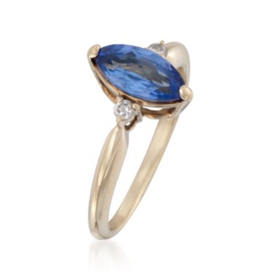 C. 1990 Vintage 1.28 Carat Tanzanite Ring With Diamonds in 14kt Yellow Gold. Size 7 &mdash; Alt Image 3
