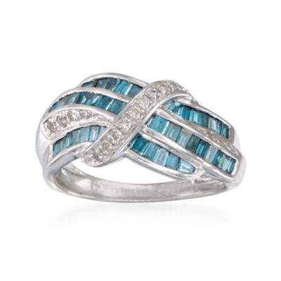 .85 ct. t.w. Blue and .11 ct. t.w. White Diamond Ring in Sterling Silver &mdash; Alt Image 1