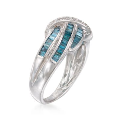 .85 ct. t.w. Blue and .11 ct. t.w. White Diamond Ring in Sterling Silver &mdash; Alt Image 3