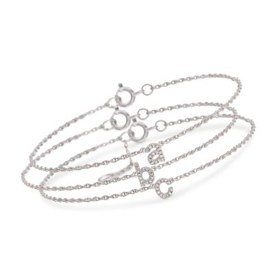 Diamond Mini Initial Bracelet in Sterling Silver &mdash; Alt Image 3