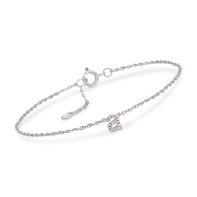 Diamond Mini Initial Bracelet in Sterling Silver &mdash; Alt Image 1