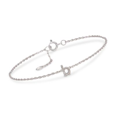 Diamond Mini Initial Bracelet in Sterling Silver &mdash; Alt Image 4