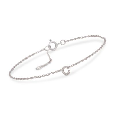 Diamond Mini Initial Bracelet in Sterling Silver &mdash; Alt Image 5