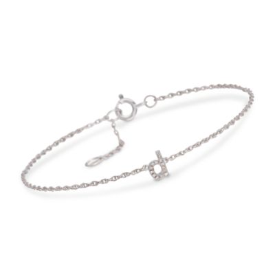 Diamond Mini Initial Bracelet in Sterling Silver &mdash; Alt Image 6