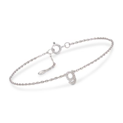 Diamond Mini Initial Bracelet in Sterling Silver &mdash; Alt Image 8