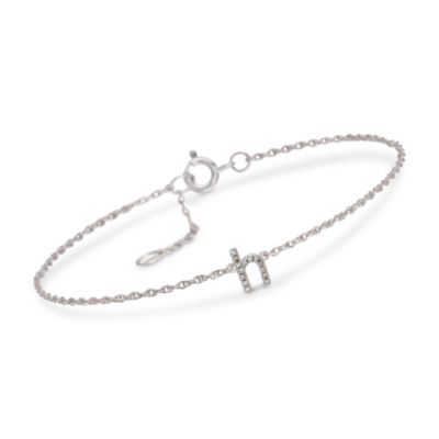 Diamond Mini Initial Bracelet in Sterling Silver &mdash; Alt Image 9