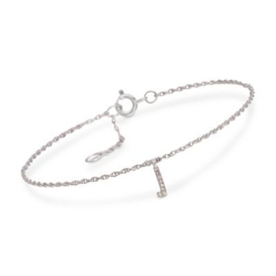 Diamond Mini Initial Bracelet in Sterling Silver &mdash; Alt Image 10