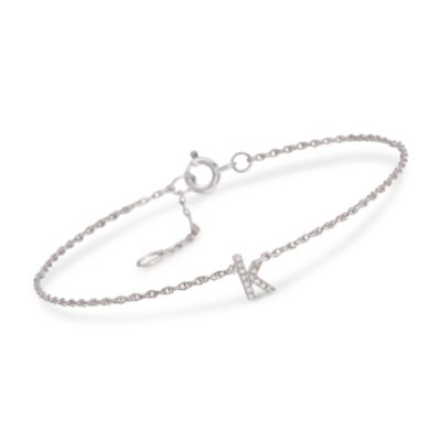 Diamond Mini Initial Bracelet in Sterling Silver &mdash; Alt Image 11