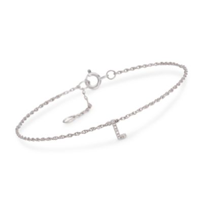 Diamond Mini Initial Bracelet in Sterling Silver &mdash; Alt Image 12