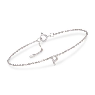 Diamond Mini Initial Bracelet in Sterling Silver &mdash; Alt Image 15