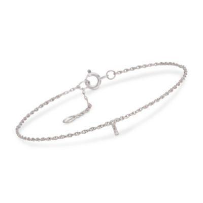 Diamond Mini Initial Bracelet in Sterling Silver &mdash; Alt Image 16