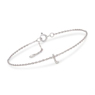 Diamond Mini Initial Bracelet in Sterling Silver &mdash; Alt Image 18
