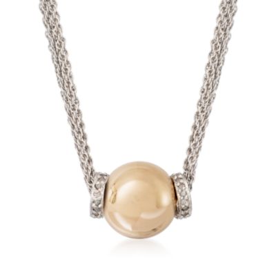 Two-Tone Multi-Strand 1mm Chain Bead Necklace. 18" &mdash; Alt Image 1