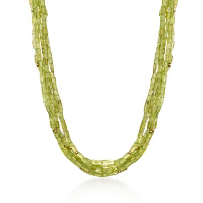 Six-Strand Peridot Cylinder Necklace in 14kt Yellow Gold &mdash; Alt Image 1