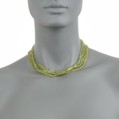 Six-Strand Peridot Cylinder Necklace in 14kt Yellow Gold &mdash; Alt Image 2