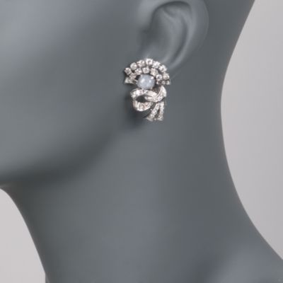 C. 1970 Vintage 2.80 ct. t.w. Star Sapphire and 3.30 ct. t.w. Diamond Earrings in Platinum &mdash; Alt Image 2