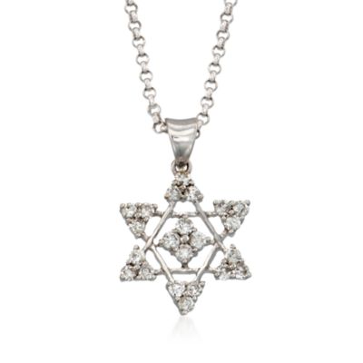 C. 2000 Vintage .60 ct. t.w. Diamond Star of David Pendant Necklace in 18kt White Gold. 16" &mdash; Alt Image 1