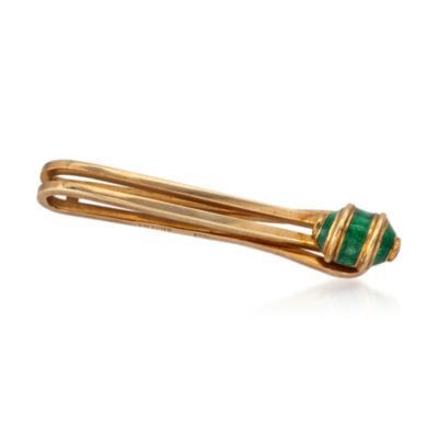 C. 2000 Vintage Tiffany Jewelry and Jean Schlumberger 18kt Yellow Gold Tie Clip With Enamel  &mdash; Alt Image 1