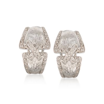 .20 ct. t.w. Diamond "X" Hoop Earrings in Sterling Silver &mdash; Alt Image 1