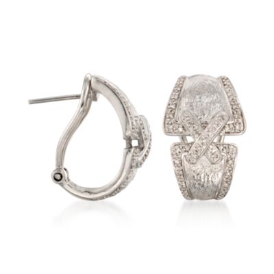 .20 ct. t.w. Diamond "X" Hoop Earrings in Sterling Silver &mdash; Alt Image 3