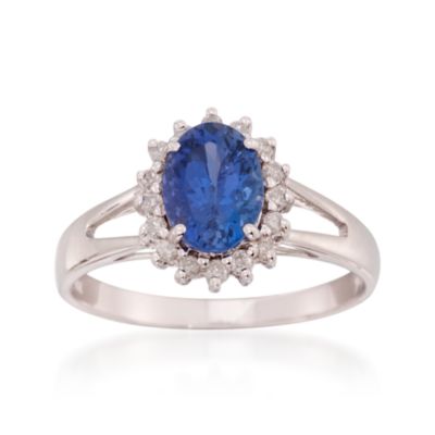 1.32 Carat Tanzanite and .17 ct. t.w. Diamond Ring in 14kt White Gold &mdash; Alt Image 1