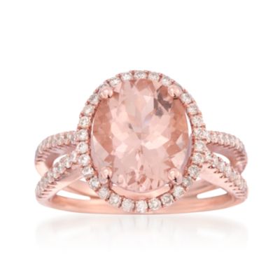 3.18 Carat Morganite and .52 ct. t.w. Diamond Ring in 14kt Rose Gold &mdash; Alt Image 1