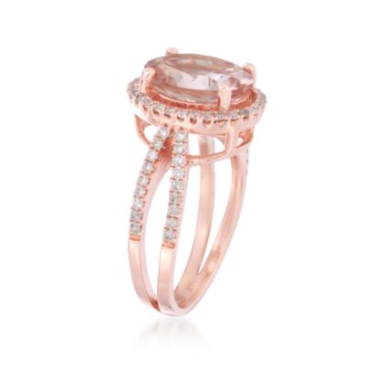 3.18 Carat Morganite and .52 ct. t.w. Diamond Ring in 14kt Rose Gold &mdash; Alt Image 3