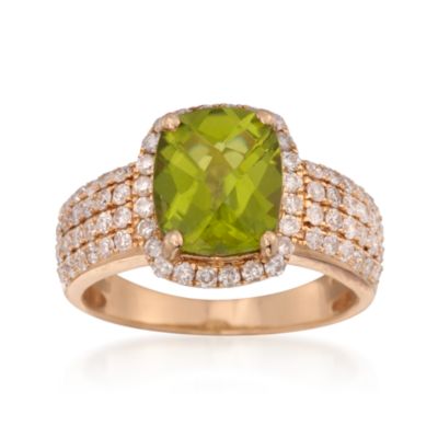2.77 Carat Peridot and .87 ct. t.w. Diamond Ring in 14kt Yellow Gold &mdash; Alt Image 1